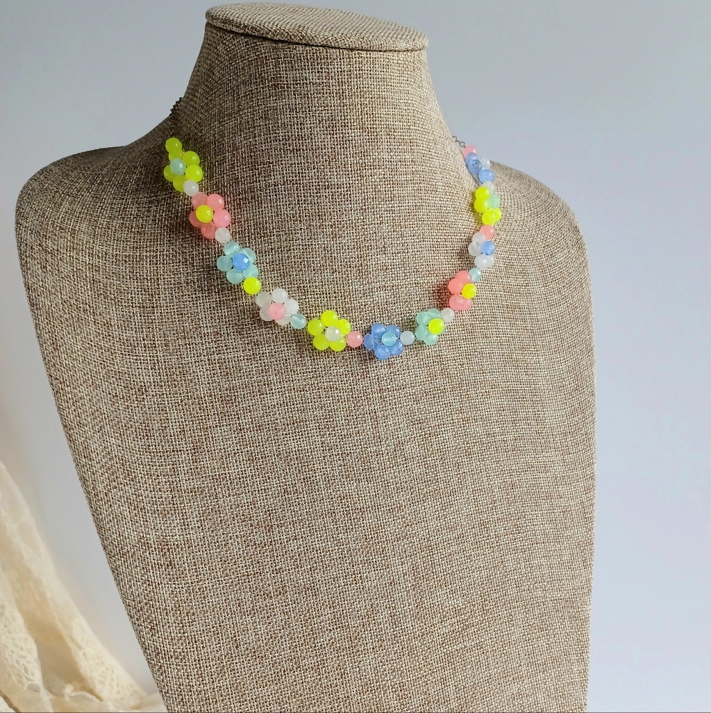 New handcrafted multi color stone with sterling silver necklace